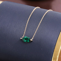 Chaînes œil-de-cheval de style européen, américain, japonais et coréen pour femmes, minimalistes, en or 18 carats, avec moissanite vert foncé 1 carat et anneau en O