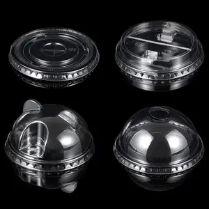 स्पष्ट डिस्पोजेबल पीपी कप फ्लैट lids प्लास्टिक lids के लिए 90mm व्यास प्लास्टिक कप