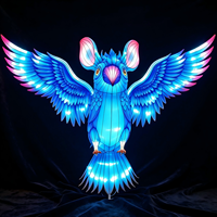 Lanternes d'animaux mythologiques en forme d'oiseaux pour Noël, Halloween, Thanksgiving, festivals, extérieur, étanches, en tissu de soie, LED, faites à la main, en acier