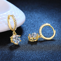 Usine en gros 925 boucles d'oreilles en argent Sterling pour femmes Six griffes 5mm 6.5mm Moissanite Pendientes