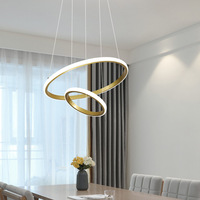 Plafonnier Led suspendu circulaire en aluminium doré, design nordique moderne, luminaire décoratif d'intérieur, idéal pour une cuisine, une salle à manger ou un lustre