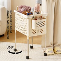 Panier à linge pliable en plastique Vante, sans pliage, avec roulettes et roulettes pivotantes, style minimaliste pour la salle de bain