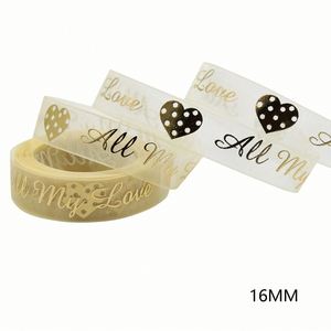 Ruban en organza scintillant de luxe, multi-longueurs (0,9 cm/1,6 cm), avec texte doré « Love », haute ténacité, pour décorations de demande en mariage et anniversaires - Product Image 3