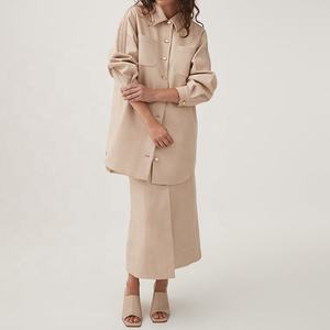 Camicetta Estiva da <span class=keywords><strong>Donna</strong></span> in Cotone e <span class=keywords><strong>Lino</strong></span>, Tinta Unita, con Colletto Rovesciato, Maniche a Sbuffo e Bottoni, Vestibilità Regolare - Product Image 1