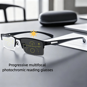 <span class=keywords><strong>Lunettes</strong></span> <span class=keywords><strong>de</strong></span> <span class=keywords><strong>presbytie</strong></span> progressives multifocales photochromiques pour hommes avec monture carrée anti-lumière bleue, monture en métal - Product Image 1