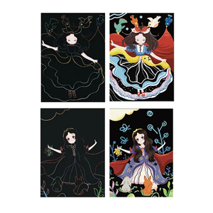 Elsas enfants peinture à gratter <span class=keywords><strong>arc</strong></span>-<span class=keywords><strong>en</strong></span>-<span class=keywords><strong>ciel</strong></span> scratch art papier <span class=keywords><strong>dessin</strong></span> livre coloriage grande carte magique noire - Product Image 5