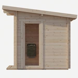 Hachillspa Cabine traditionnelle en bois pour 6 personnes Sauna en bois massif avec porte en verre Chauffage électrique pour arrière-cour Jardin Maison Spa - Product Image 2