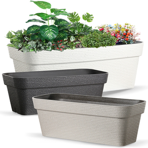 Maceteros rectangulares largos de <span class=keywords><strong>resina</strong></span> plástica al por mayor de estilo nórdico, maceta cuadrada grande para exteriores con orificio de drenaje para jardín y Patio - Product Image 3