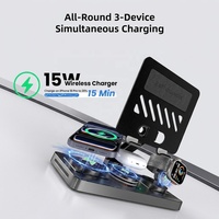 Chargeur sans fil polyvalent 5 en 1 multi-appareils avec câble rétractable intégré et support pliable pour iPhone, Samsung et tablette