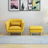 Juego de Muebles de Diseño Moderno de Alta Calidad con Tapicería de Tela, Sofá Amarillo de Ocio