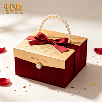 Boîte cadeau rigide à double porte en matériaux recyclés écologiques avec logo personnalisé, poignée en corde tressée perlée, boîte en papier de luxe pour la Saint-Valentin