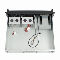 Casing Server Aluminium Alloy Kontrol Industri 2U Pintu Ganda 2 Drive Optik 4 Slot Hard Drive Bentuk ATX Mid Tower Kipas Stok
