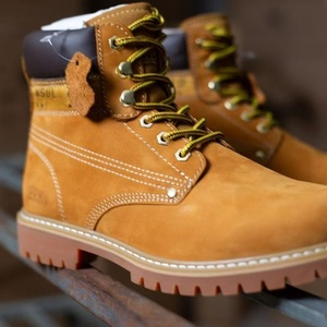 Wholesale Men's Brown Ankle-Height Work <b>Boots</b> Winter Outdoor Safety Comfort Construction Shoes Genuine Leather Lace-Up Autumn - Product Image 3
