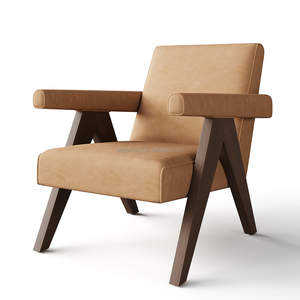 <span class=keywords><strong>Fauteuil</strong></span> en cuir de luxe minimaliste contemporain Chaise de loisirs en bois de style nordique souple Couleur personnalisée Salon de 2 ans - Product Image 1