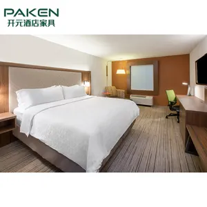 Набор мебели для гостевых комнат отдыха Inn Express, современная деревянная двуспальная кровать, мебель для отелей на продажу