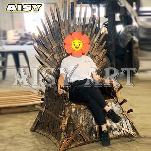 บัลลังก์เหล็กอุตสาหกรรมย้อนยุคโบราณเก้าอี้แบบแปลนแบบสร้างสรรค์เครื่องประดับสำหรับ KTV บาร์ร้านโลโก้ของตกแต่งโลหะไอเดียของขวัญเกม - Product Image 4