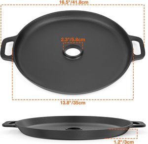 Plancha de Hierro Fundido Resistente para Asar, Redonda, con Asas Dobles, para Acampar al Aire Libre y Cocinar a la Parrilla - Product Image 2