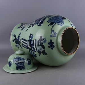 Trung Quốc Cổ Tay Sơn Sứ Màu Xanh Và Trắng Gốm Trang Trí Bình Gừng Bộ 2 - Product Image 5