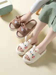 Cartoon Cute Rabbit Shape Slippers Summer Breathable House Shoes Thick Sole Soft Outdoor Slippers For Women