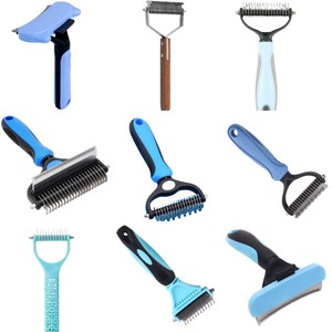 Double Sided Stainless Steel Deshedding Brush Multi-functional Pet Clean Wooden Handle <b>Flea</b> <b>Comb</b> Open Knot Brush for Dogs Cats - Product Image 2