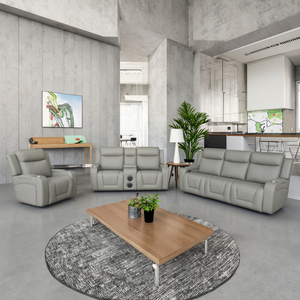 Electric <b>Recliner</b> Sofa Set Three Seat Faux <b>Leather</b> Wood Frame Power Reclining Revolving with LED Lights Modern Design - Product Image 6