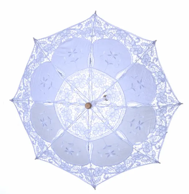 Groothandel Handgemaakte Witte Decoratieve Ambachtelijke Paraplu 'S Westerse Stijl Beroemdheden Podium Performance Kanten Paraplu 'S Huwelijksgeschenken