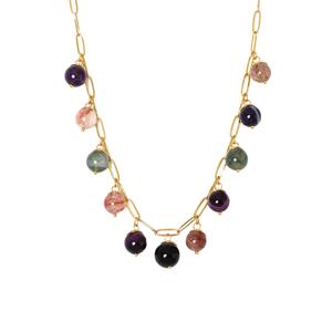 Collar de Cadena con Eslabones y Cuentas de Piedras Preciosas Naturales, Chapado en Oro de 18k, de Acero Inoxidable, para Mujer, Venta al por Mayor - Product Image 1