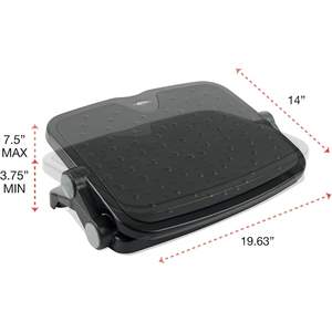 Repose-pieds ergonomique Alera ALE noir, rembourré et confortable, 14 po x 19,5/8 po x 3 3/4 à 7 1/2 po, en plastique durable - Product Image 3