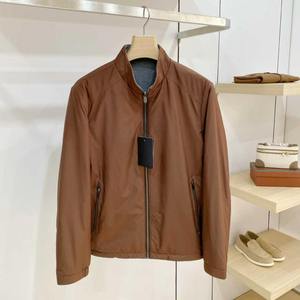 Blouson bomber slim fit en daim marron vintage de la marque de luxe Zeg, col montant, coupe-vent - pour homme - Product Image 3