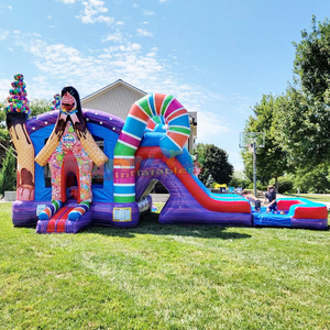 Wet or dry outdoor kids party jumpers combo bouncy castle <b>inflatable</b> sugar shack bounce <b>house</b> with water slide - Product Image 3