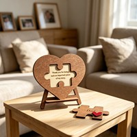 Puzzle en bois en forme de cœur gravé sur mesure, plaque en bois pour la fête des mères, la Saint-Valentin, un anniversaire, un cadeau, décoration murale pour la maison