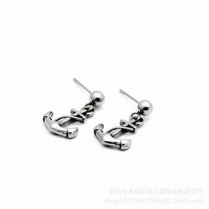 Pendientes colgantes con forma de ancla de yunnique, pendientes de acero de titanio, joyería de moda para mujer - Product Image 2