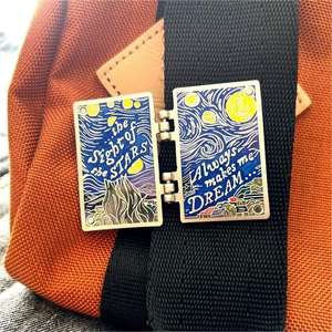 باب شخصي مفتوح تصميم سماء ليلية تجريدي مفصلي مفصلي 2D 3D صلب المينا شارة دبوس ذهبي لتزيين الحقيبة - Product Image 5