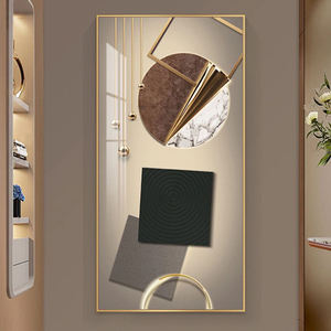 Peinture murale personnalisée en porcelaine de cristal, motif nature morte dorée, abstrait moderne, <span class=keywords><strong>cadre</strong></span> noir et or, décoration intérieure de luxe - Product Image 5