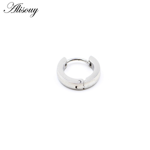 Alisouy 3mm chiều rộng 2pcs Mens phụ nữ 316L thép không gỉ hip hop Helix tai vòng tròn Hoop Bông tai Huggies piercing đồ trang sức - Product Image 4