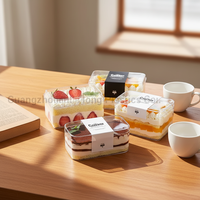 Grand Contenant Transparent en PS Recyclable pour Tiramisu, Boîte à Dessert Élégante en Acrylique pour Pâtisserie, Gâteau, Sandwich, Usage Domestique et Commercial