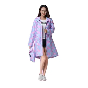 Wholesale Fashion Women Lightweight Polyester Portable Outdoor Rain Jacket Raincoats For Adults Trench Coat