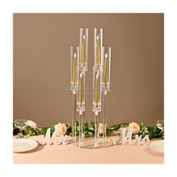 Candélabre en métal or rose à 6 bras, base carrée, pour mariage, Noël, centre de table écologique