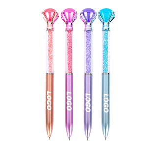 Stylos à bille personnalisés à encre noire et à dessus en cristal en vrac en plastique à motifs diamantés pour le bureau, l'école, la maison et les cadeaux comprennent des stylos promotionnels - Product Image 1
