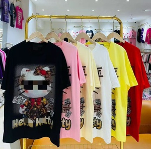 Kaos Wanita Katun 100% Berkualitas Tinggi Motif Kartun Berhias Rhinestone Berkilau OC1025 - Product Image 4