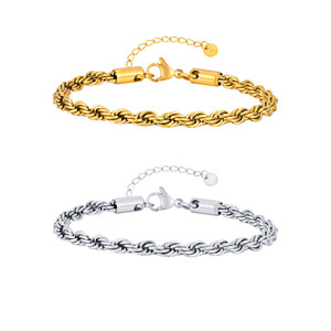Bracelet chaîne torsadée minimaliste unisexe en acier inoxydable, étanche et anti-décoloration, bijou tendance pour le quotidien et la mode urbaine - Product Image 2