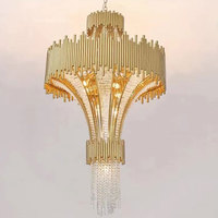 Lustre LED suspendu vintage doré, long, inspiré de la nature de Murano, pour hôtel, mariage, escalier, restaurant, décoration intérieure