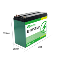 Batterie solaire au lithium fer phosphate 12,8 V, prix usine, 20 Ah, 30 Ah, 40 Ah, LiFePO4, coque ABS, BMS intelligent