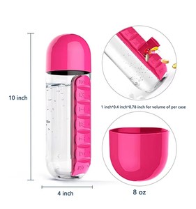 Botella <span class=keywords><strong>de</strong></span> Agua Portátil al por Mayor con Pastillero Desmontable y Práctico Organizador <span class=keywords><strong>de</strong></span> Pastillas para 7 Días, <span class=keywords><strong>Tapa</strong></span> <span class=keywords><strong>de</strong></span> Plástico TOUR - Product Image 6