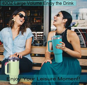 Échantillon Gratuit - Gobelet Isotherme Personnalisé 40oz en Acier Inoxydable avec Poignée et Paille - Grande Tasse de Voyage Thermique - Product Image 6