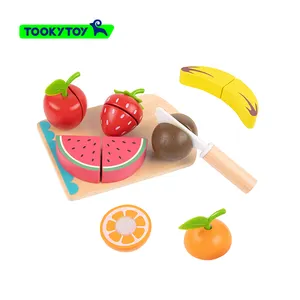 Children Early Learning Educational Cooking Wooden Kitchen Toy Magnet Cutting Vegetable Fruit Toy