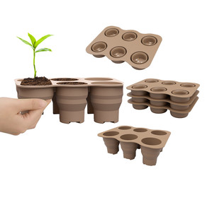 Bandeja de silicona reutilizable para germinación de semillas, 6 celdas, plegable, con orificios de drenaje para la propagación de plantas - Product Image 1