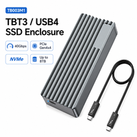 Enclosure SSD M.2 NVMe TBT3/USB4 40Gbps PCIe Gen4 8TB Penyimpanan Eksternal untuk SSD 2230/2242/2260/2280
