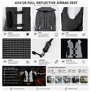 <span class=keywords><strong>Gilet</strong></span> airbag réfléchissant pour moto, système <span class=keywords><strong>de</strong></span> gonflage rapide, <span class=keywords><strong>protection</strong></span> intégrale du corps pour motards et pilotes <span class=keywords><strong>de</strong></span> course - Product Image 3