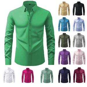 Chemise à manches longues unie pour homme, idéale pour <span class=keywords><strong>les</strong></span> mariages, <span class=keywords><strong>les</strong></span> mariés et <span class=keywords><strong>les</strong></span> témoins – Nouveauté transfrontalière - Product Image 1